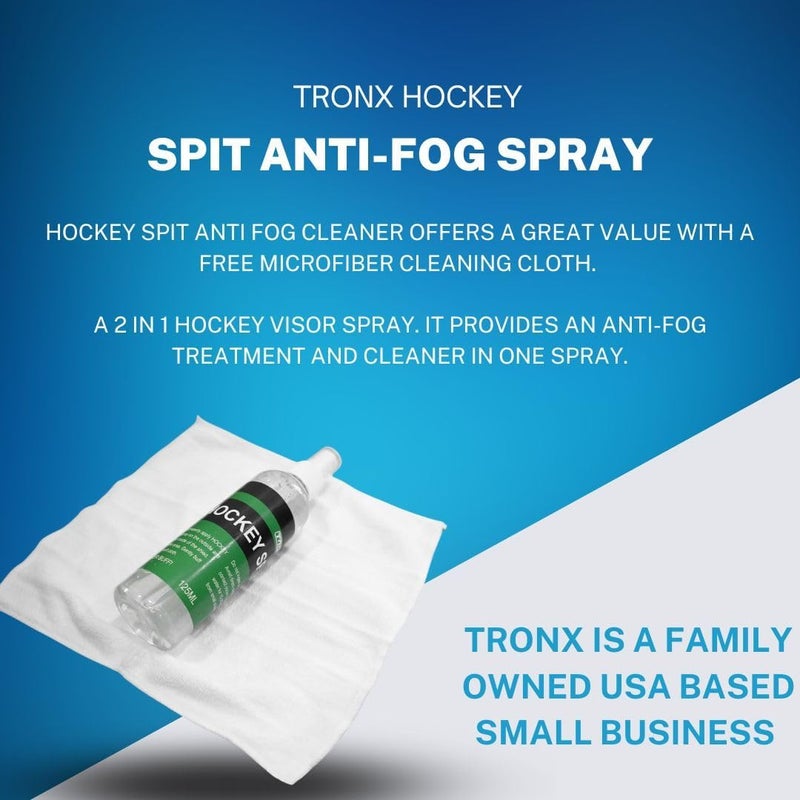 TronX Spit Anti-Fog Mask Defogger Hockey Helmet Visor/Shield Spray with Chamois, Goggles, Masks - 4.25 oz - Image 1